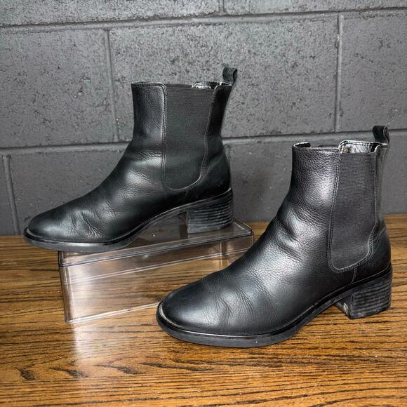 Rockport Women’s 7.5 Black Leather Chelsea Ankle Boots Low Heel - Picture 2 of 6